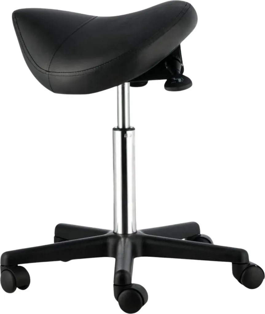 Tabouret selle pour dentiste et tatoueur réglable noir avec roulettes 360°