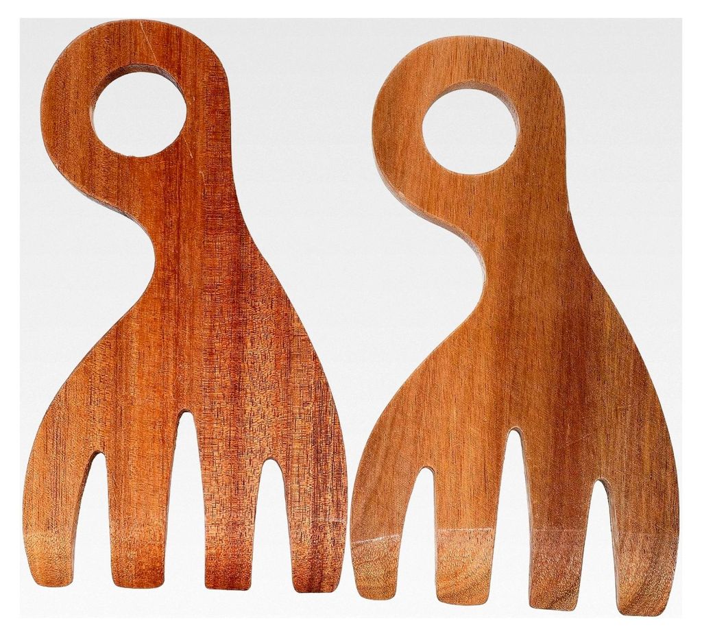2 Sets Salatbesteck – Salatzange, Löffel und Gabel zum Mischen, Wenden und Kochen – Küchenutensilien aus Holz