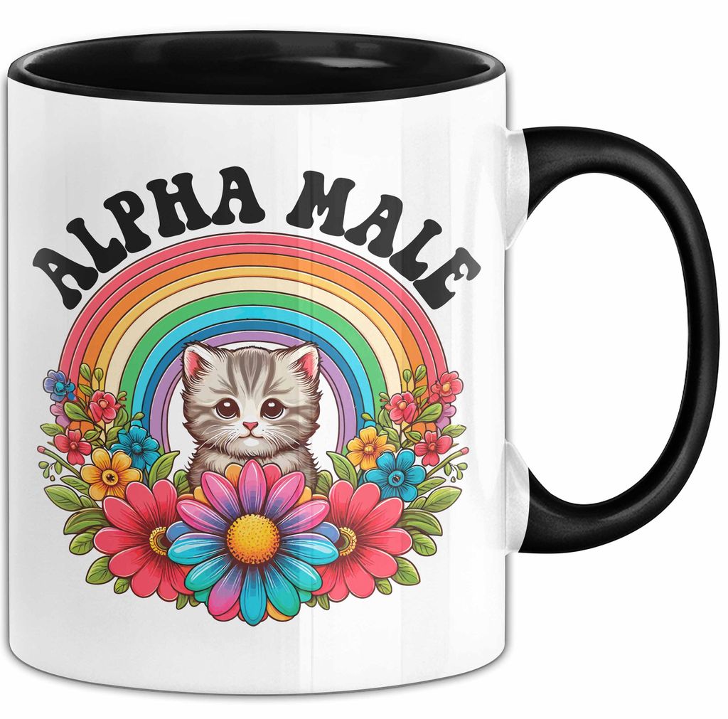 Alpha Männliche Katze Kätzchen Tasse Geschenk Lustig Für Männer Frauen (Schwarz)