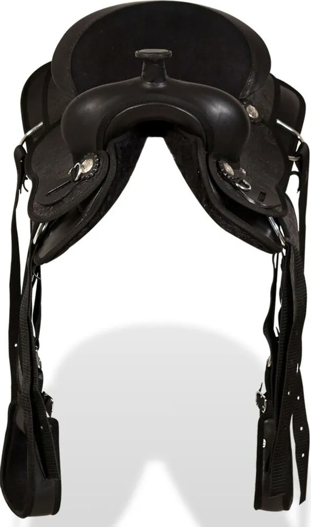 Selle western 12 pouces en cuir véritable noir avec accessoires - 4
