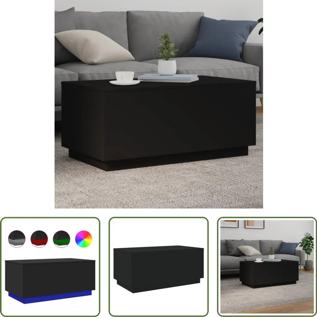 Tavolino Nero LED 90x50x40 cm: Coffee Table Minimalista The Living Store