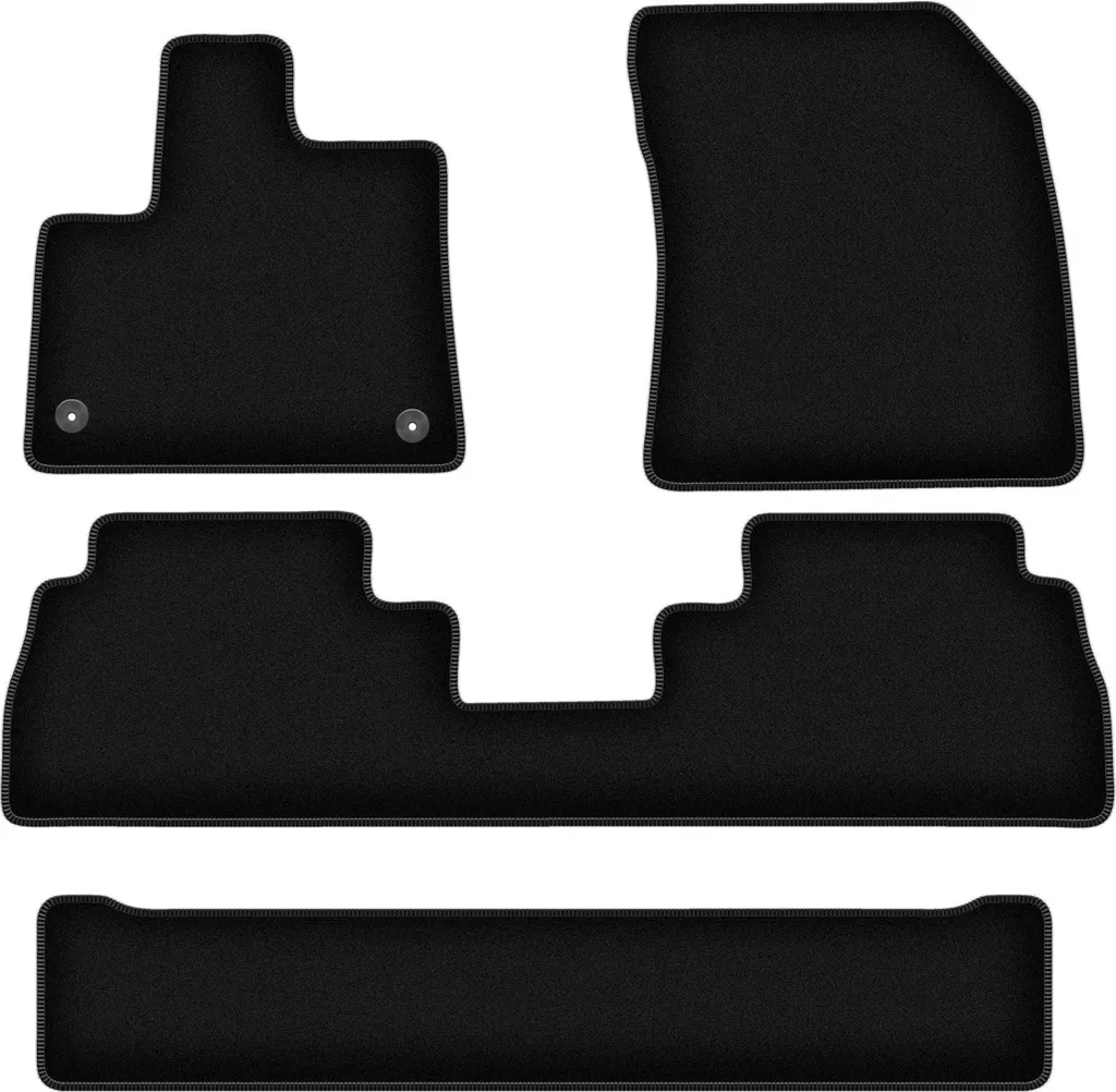 Tappetini in velluto per Citroen Berlingo III Multispace (2018-, 7 posti) neri, set 4 pz, con fissaggi