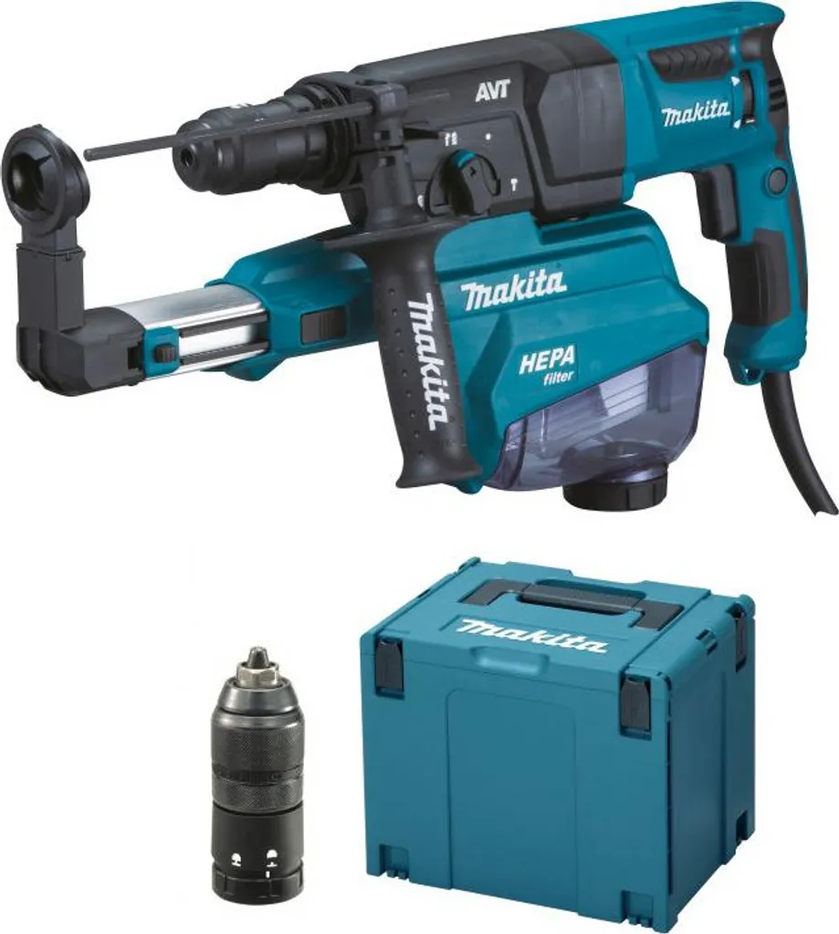 Perforateur Makita 2,4J avec aspiration intégrée et coffret MakPac - 26mm