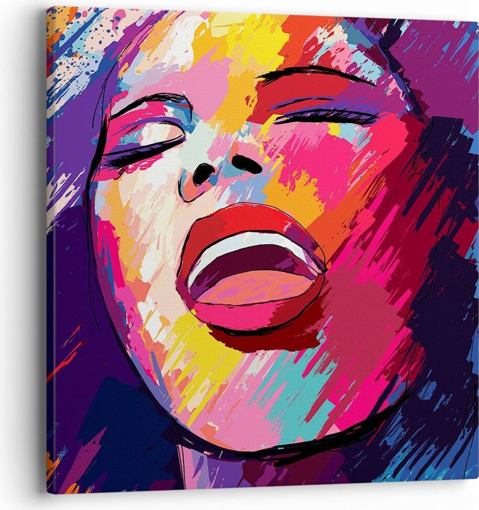 Bild auf Leinwand - Leinwandbild - Frau Abstraktion - 40x40cm - Wand Bild - Wanddeko - Wandbilder - Leinwanddruck - Bilder - Kunstdruck - Wanddekor...