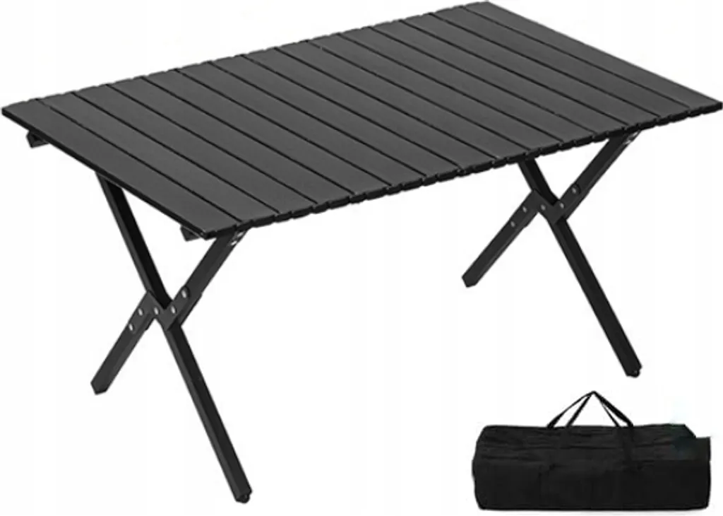 Table de pique-nique 60x90 cm noire idéale pour les voyages en van et camping