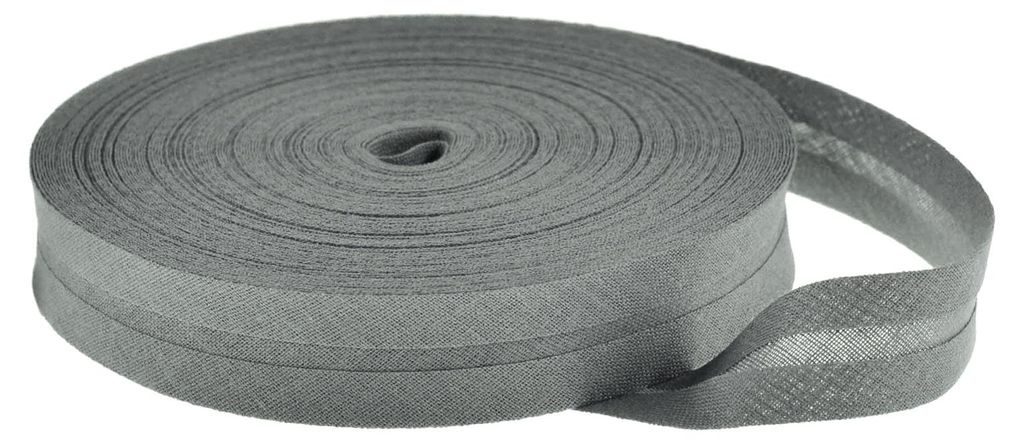 25m Schrägband Baumwolle Breite 20mm gefalzt, grau