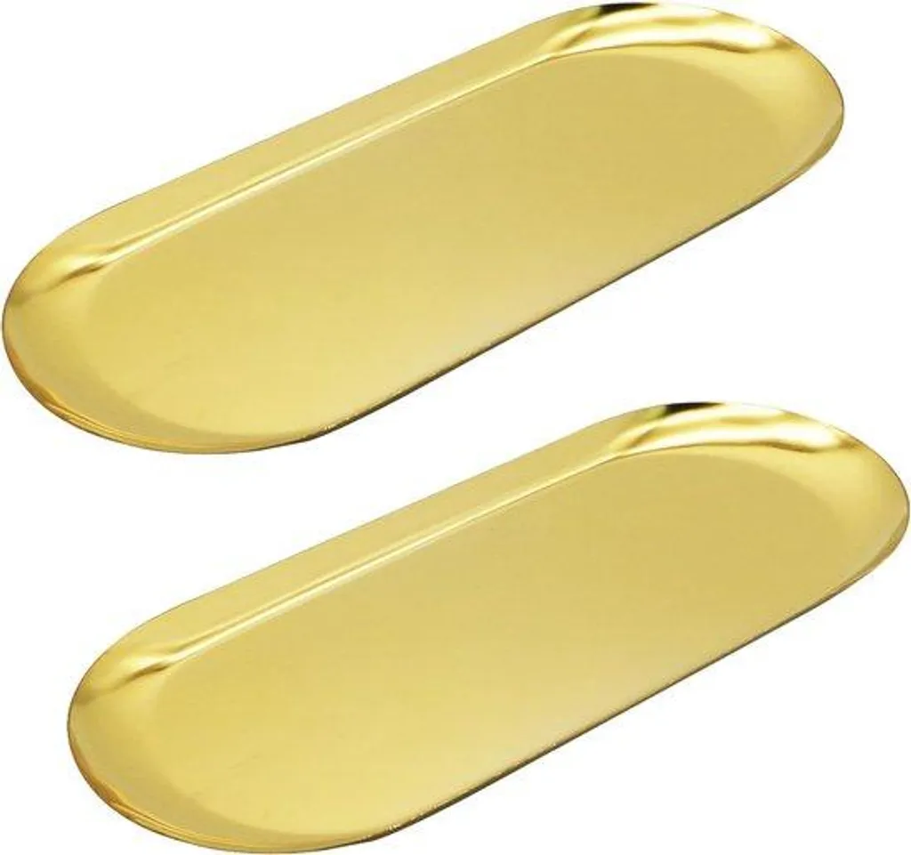 Lot de 2 Coupes Décoratives Ovales Dorées pour Bijoux et Cosmétiques