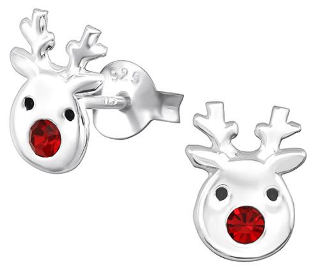 Weihnachtsohrringe: Silber Ohrstecker „Rentier / Elch“ für Produktbild 