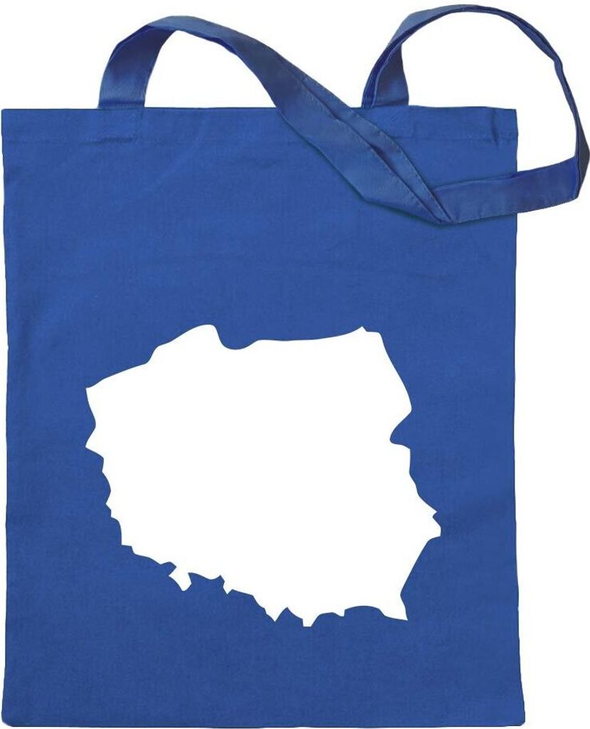 Kiwistar - Baumwolltasche - royalblau - Polen Umriss Kontur - Tragetasche Stoffbeutel Umhängetasche Langer Henkel
