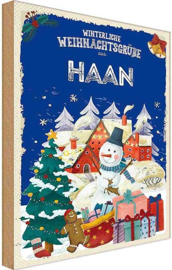 vianmo Holzschild 30x20 cm Weihnachtsgrüße HAAN Weihnachten Fest