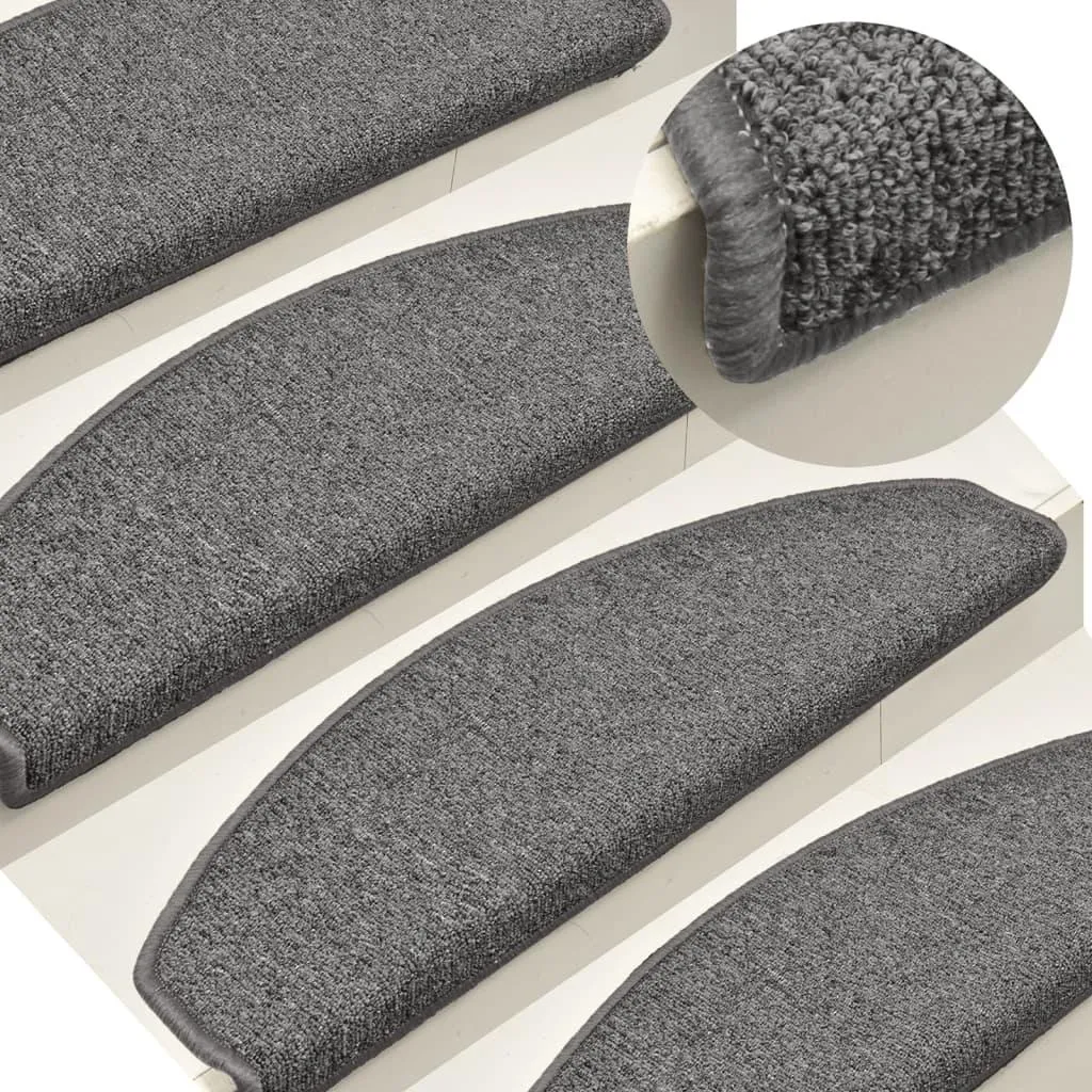 Marchettes d'escalier antidérapantes 65x24 cm Gris Foncé Demi-Lune