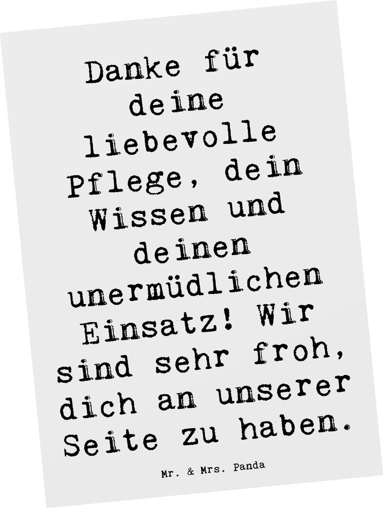 Mr. & Mrs. Panda Postkarte Spruch Dankbare Pflegekraft - Weiß - Geschenk, unermüdlicher Einsatz, Postkarten, Wertschätzung, Danke sagen, einzelk...
