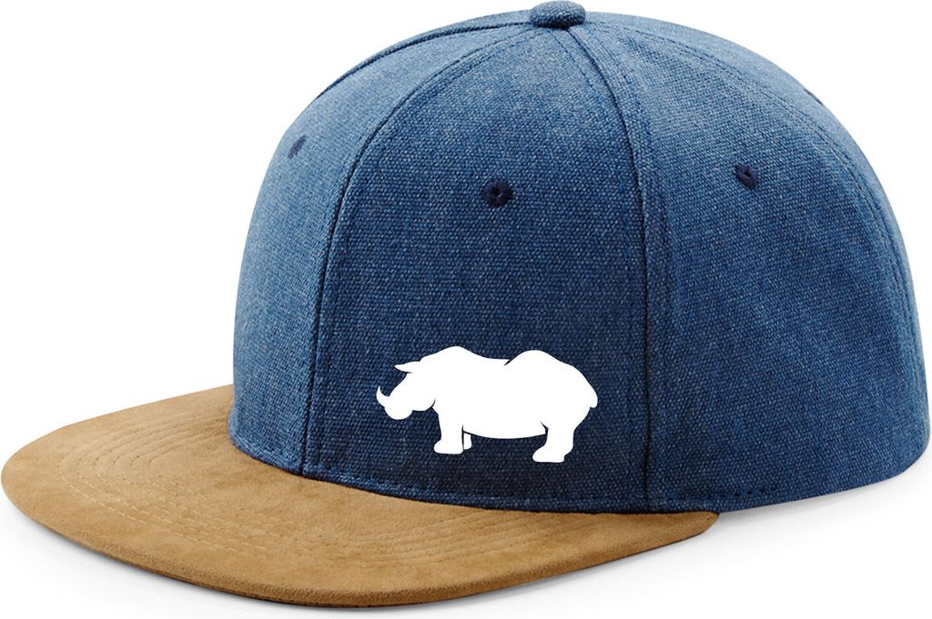 Huuraa Cappy Mütze Nashorn Silhouette Denim Baumwolle und Polyester Snapback Kappe Geschenkidee