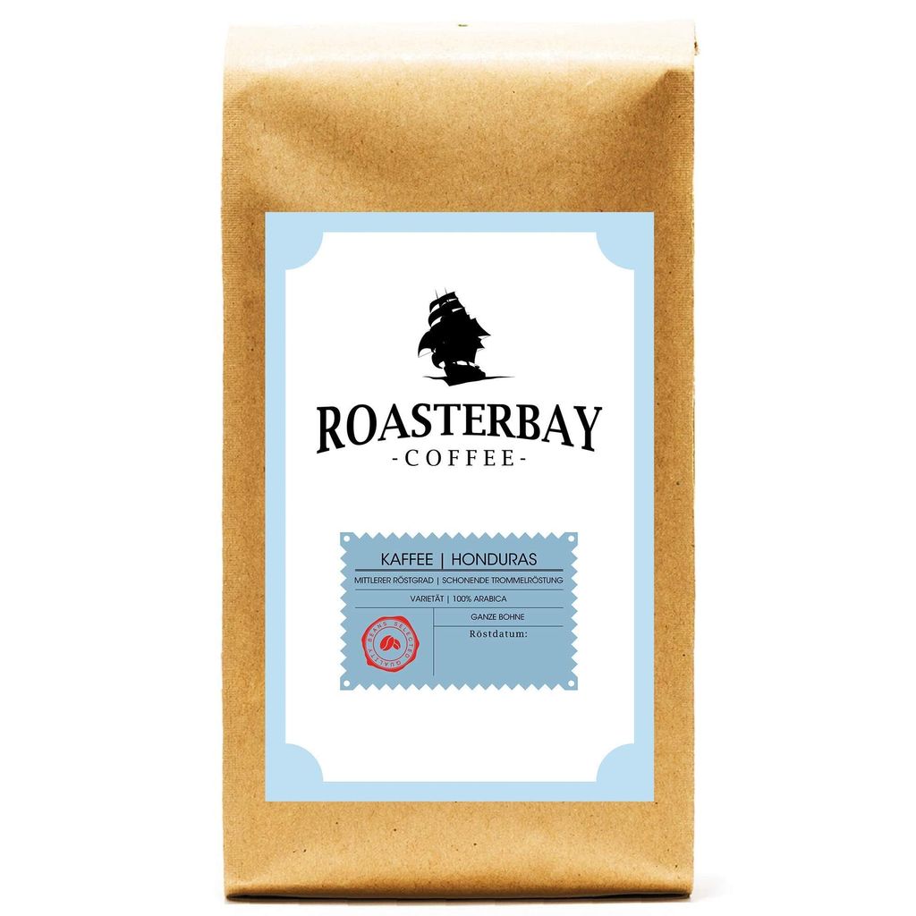 Kaffee | Roasterbay Premium Crema aus Honduras | Ganze Kaffee Bohnen | milde Röstung | 100% Arabica | 500 Gramm