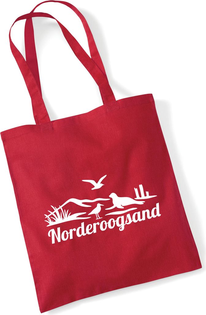 Huuraa Jutebeutel Norderoogsand Strandmotiv 10 Liter Classic Red Baumwolle Tasche Geschenkidee