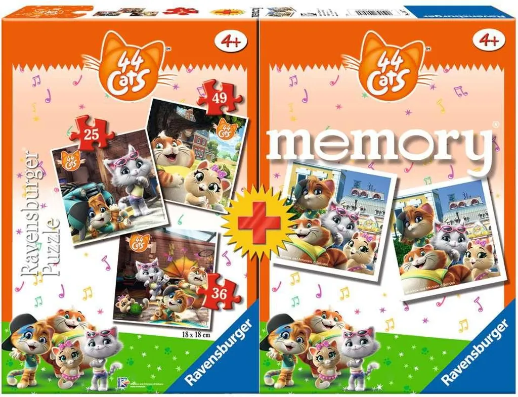 Jeu de puzzle et mémoire 44 Chats Ravensburger pour 3 ans et plus