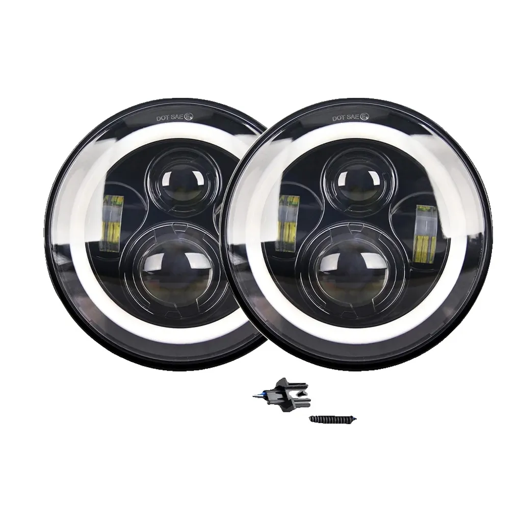 Phare LED voiture 80W haute visibilité et look Angel Eyes gris foncé