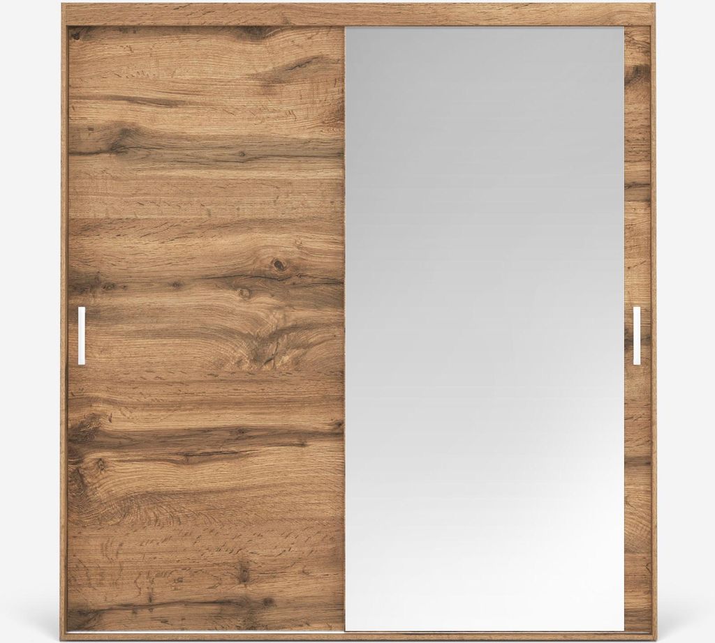 Vikk - Kleiderschrank Schiebeschrank, Schrank Fjell - Wohnzimmer, Flur, Schlafzimmer - Garderobenschrank mit Spiegel - Schiebetürsystem, robuste K...