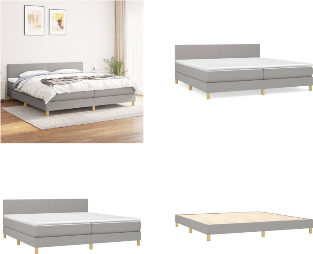 vidaXL Boxspringbett mit Matratze Hellgrau 200x200 cm Stoff - Boxspringbett - Boxspringbetten - Bett - Schlafzimmermöbel