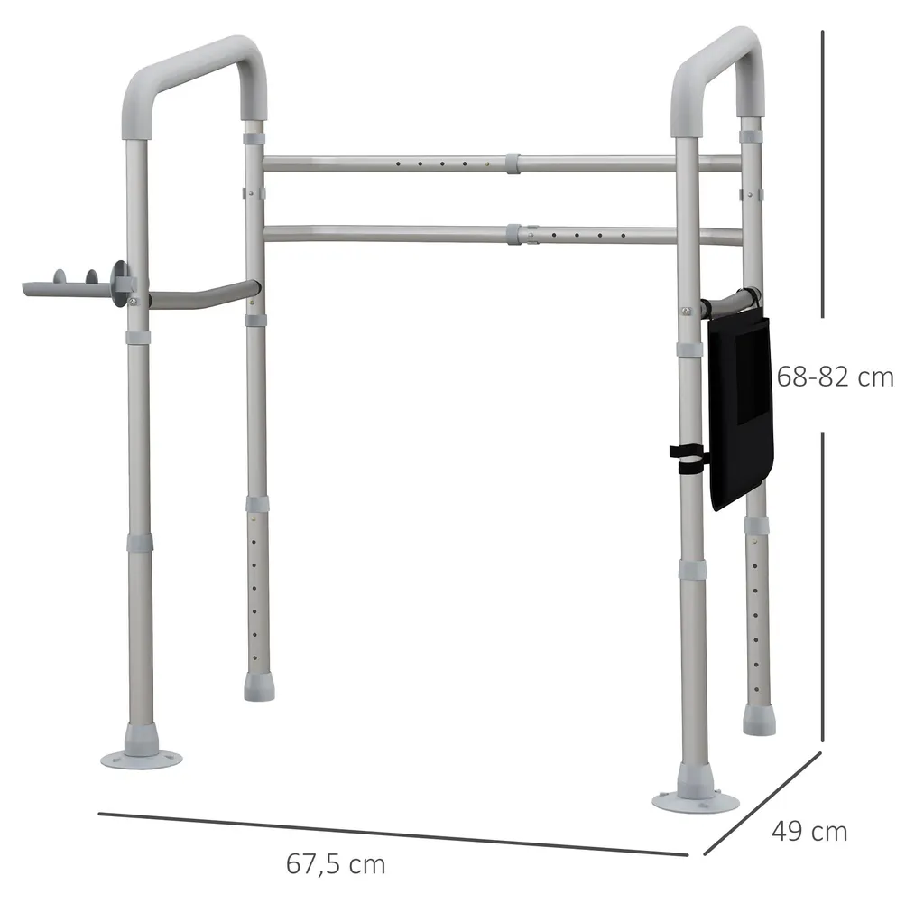 Support WC pour senior aide au levage réglable cadre gris sécurisé - 5