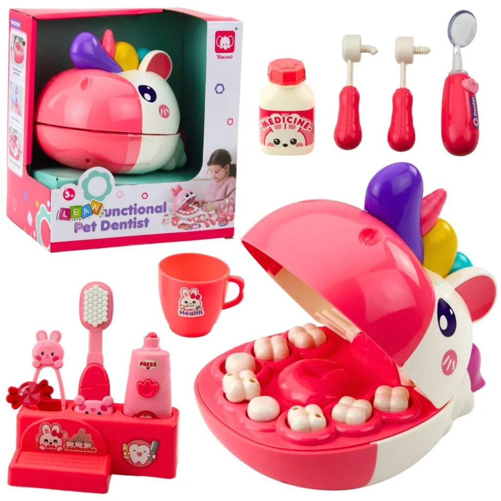 Kit Dentiste Licorne rose : Apprendre à se brosser les dents en jouant