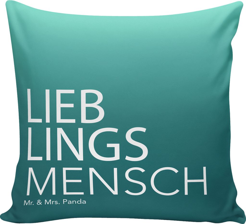 Mr. & Mrs. Panda Deko Kissen Mensch - Aquarellblau - Geschenk, Geschenkidee, Spruch, Polsterkissen, Ehemann, Dekokissen, Liebe, Lieblings, Ehefrau,...