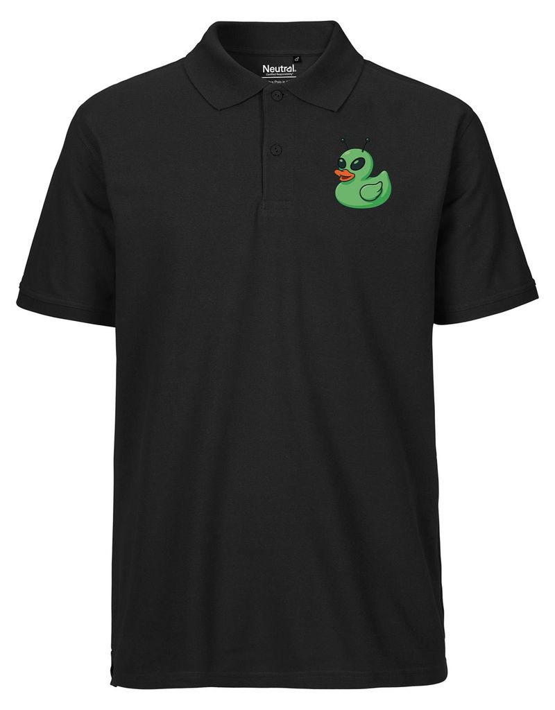 Huuraa Herren Polo Shirt Quietscheente Alien Gummiente Ufo S Black Bio Baumwolle Fairtrade Poloshirt Geschenkidee