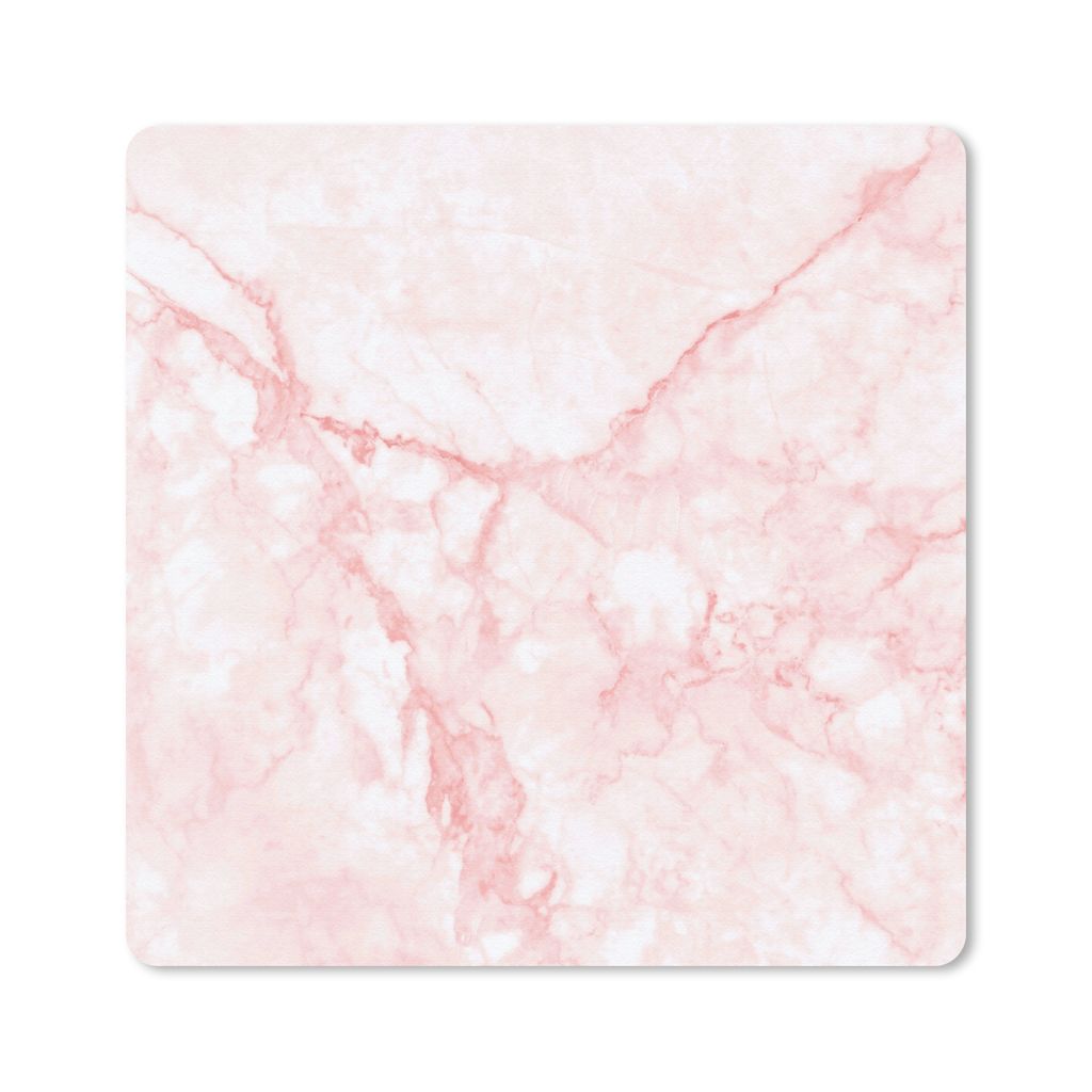 MuchoWow Mauspad Mousepad Marmor - Weiß - Rosa - Chic 20x20 cm - Mousepads - Maus Mat - Pad - Mausunterlage - Desk Mat - Bureauartikeln