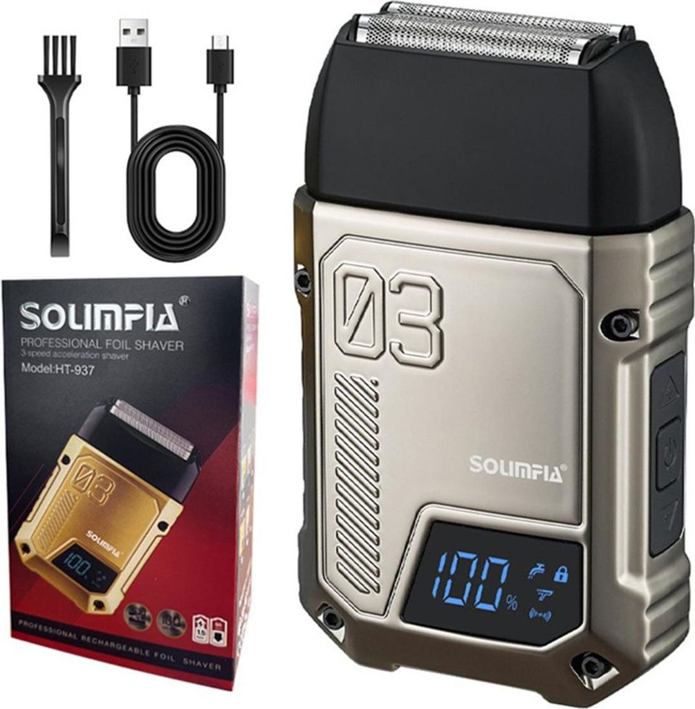 INF Elektrischer Folienrasierer für Herren - Wiederaufladbar, Nass/Trocken, LED Pistolenschwarz