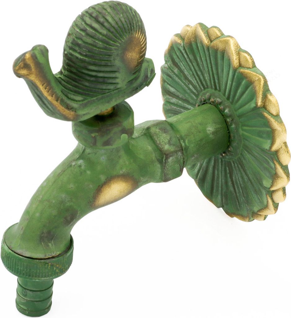 Nostalgie Auslaufventil Schnecke 1/2 Zoll patiniertes Messing