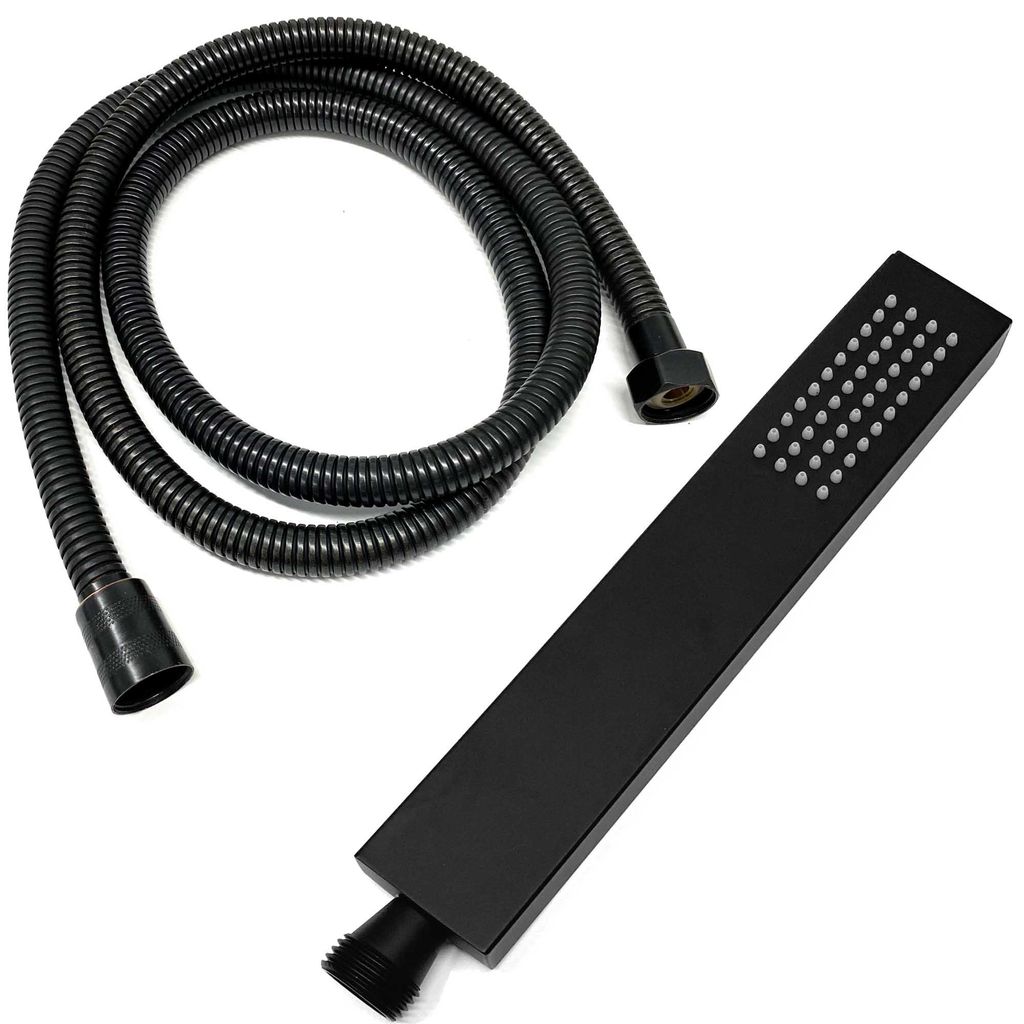 Set Duschkopf mit flexiblen Duschschlauch 1,5m Schwarz | Produktbild 