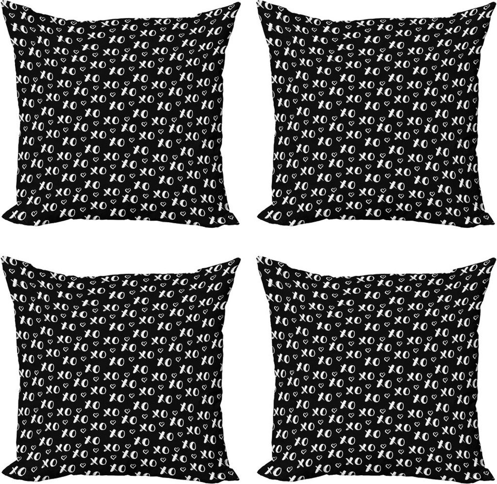 ABAKUHAUS Abstrakt Kissenbezug Set (4 Stück), Xoxo Pinsel Gestrichelte Text, Moderner Doppelseitiger Digitaldruck, 45 cm x 45 cm, Schwarz-Weiss