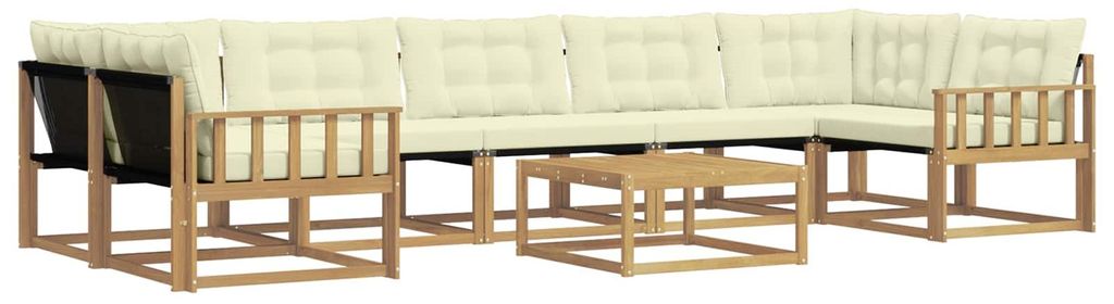 vidaXL Outdoor-Sofagarnitur 8 pcs Weiß und Creme 79 x 79 x 37 cm