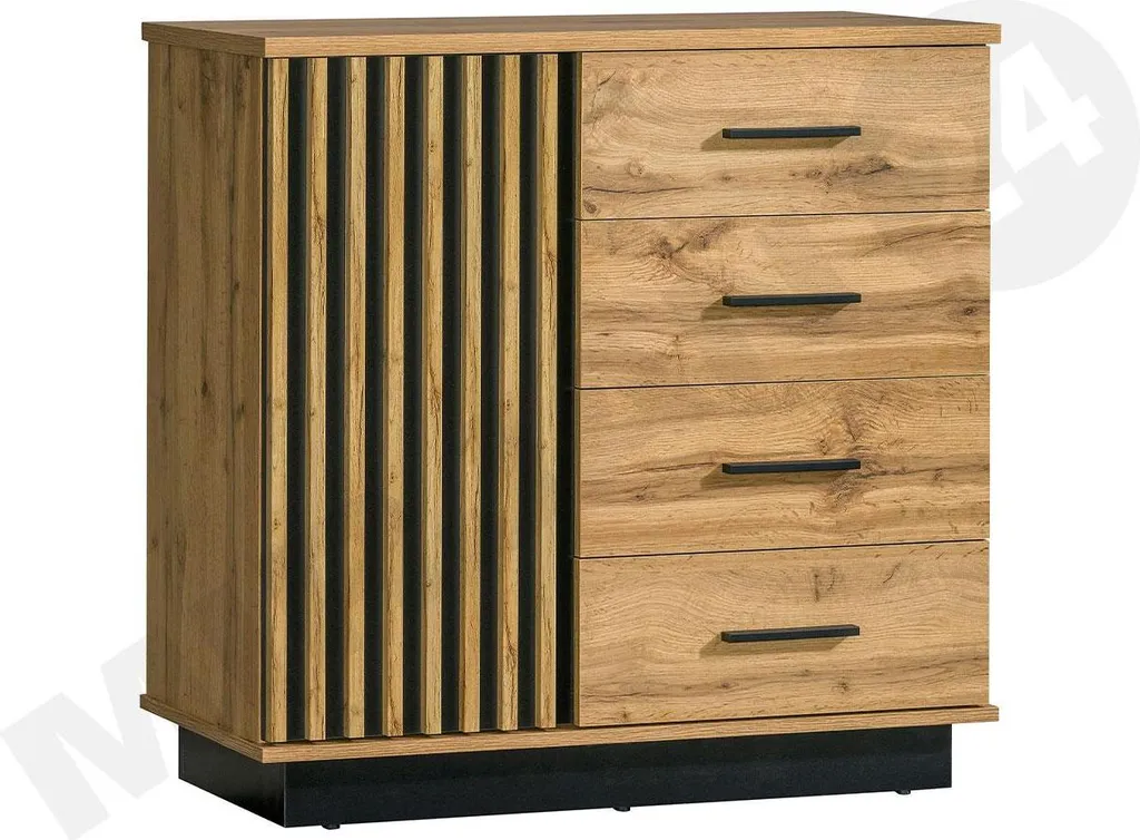 Commode bicolore MILAGRA 1 style industriel chêne wotan 120cm de large - 4