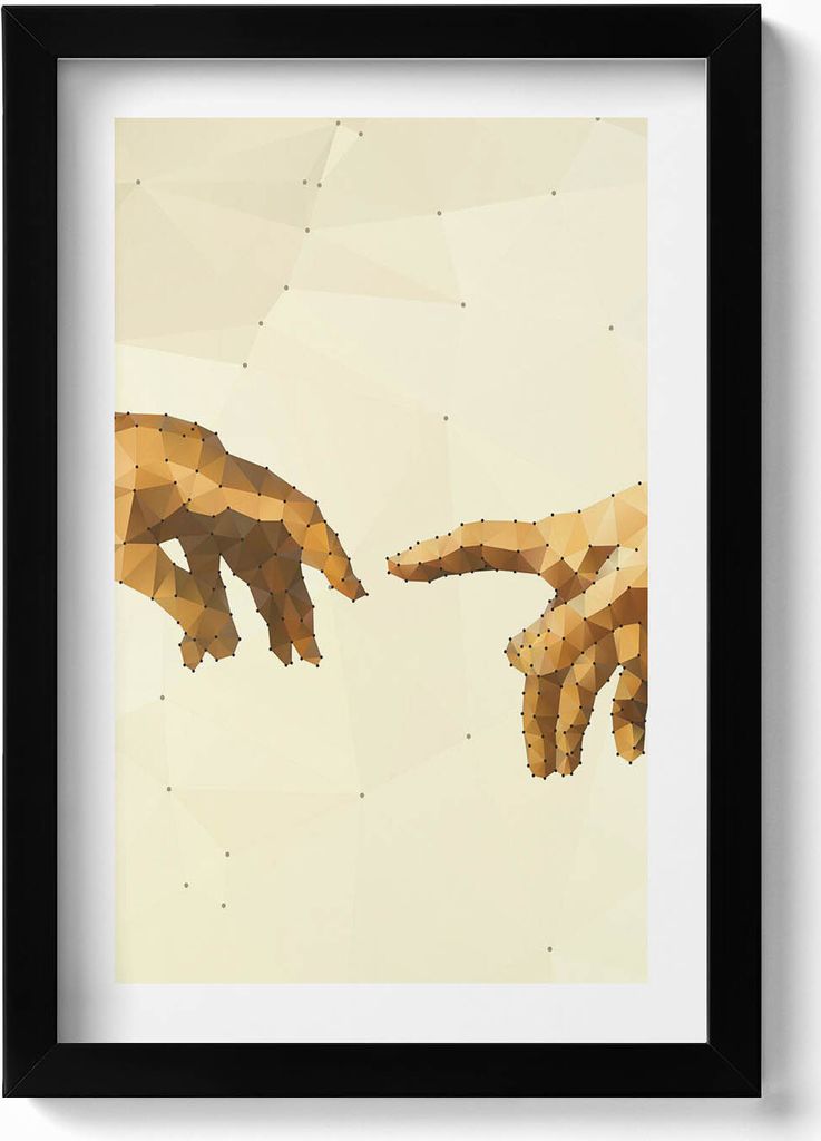 Die Erschaffung von Adam– Wandbild mit Rahmen – Gerahmtes Bild – Wanddekoration – 20x30 cm – Schwarz