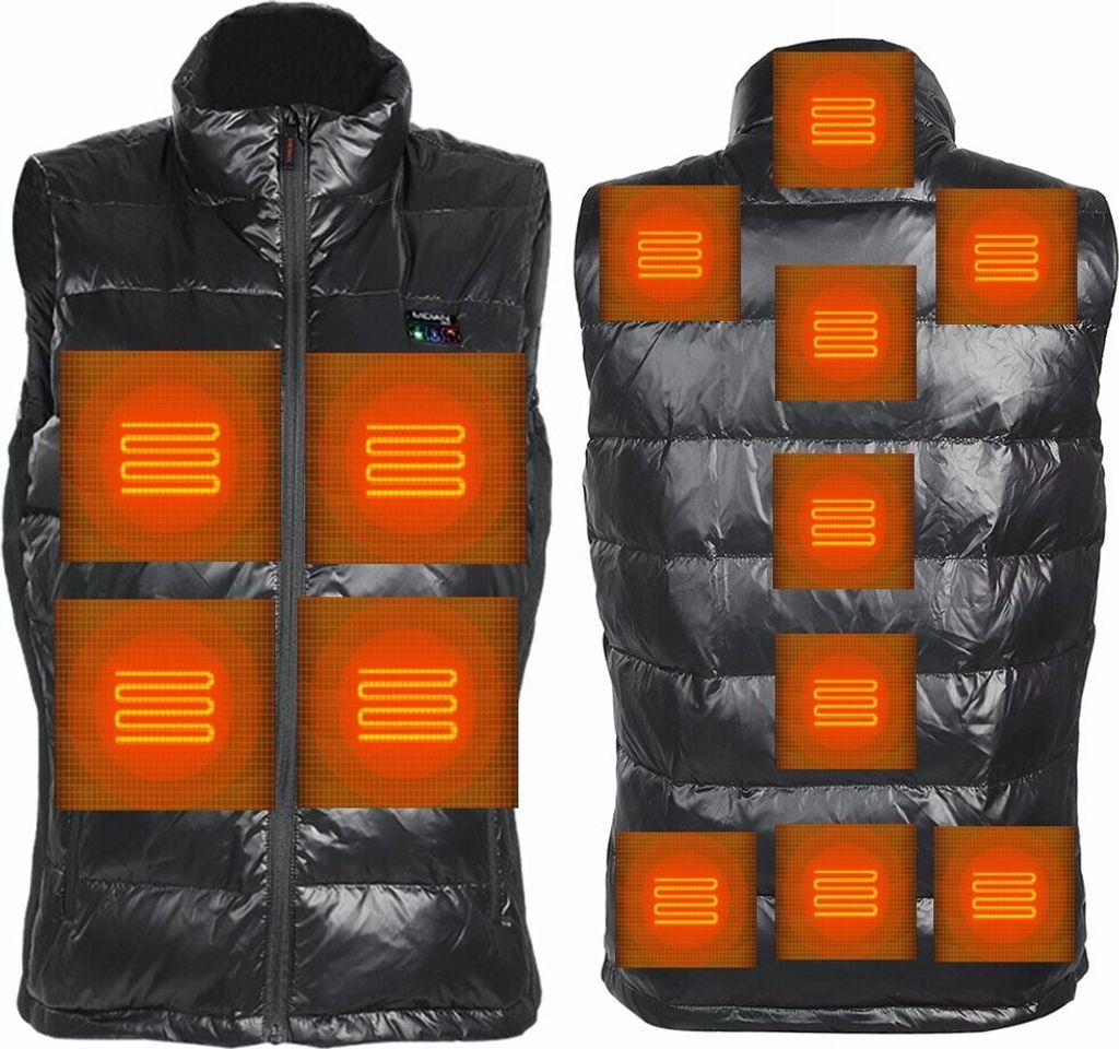 MIDIAN 13 Heizzonen Daunenjacke Weste Warm Winter Männer Frauen Elektrische USB-Jacke Beheizt Wärmemantel - L