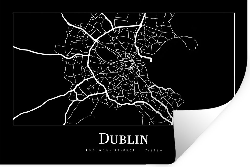 MuchoWow Wandtattoo Wandsticker Wandaufkleber Stadtplan - Dublin - Karte 60x40 cm Selbstklebend und Repositionierbar - Wierderverwendbar - Selbst...
