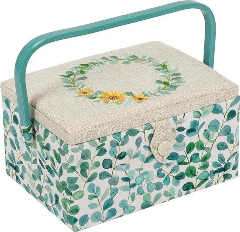 Boîte à couture en bois d'eucalyptus 18x25 cm - Panier de rangement M