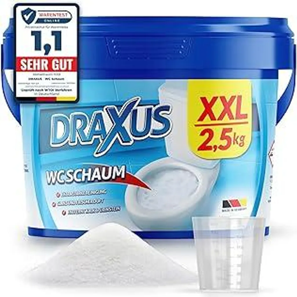 DRAXUS WC Schaum in confezione XXL (2,5 kg), extra forte, detergente per WC rimuove efficacemente calcare e incrostazioni di urina, dona brillantezza e profumo fresco