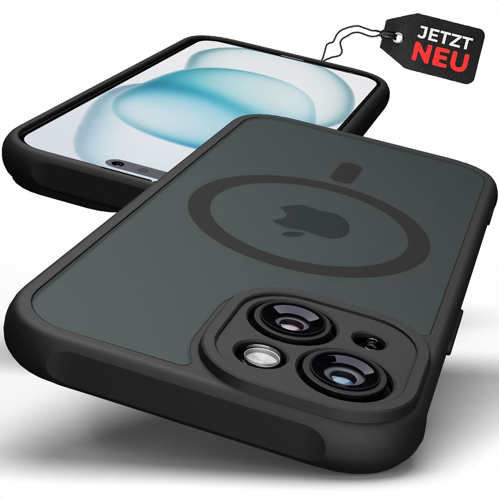 Hülle MagSafe Case Matt Schwarz Magnet Cover Schutz Bumper Produktbild 