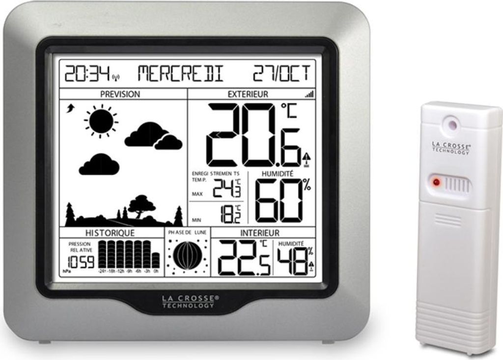 La Crosse Technology WS6823-SIL, Silber, Innen-Luftdruck, Innen-Hygrometer, Innen-Thermometer, Außen-Barometer, Außen-Hygrometer,..., Barometer, ...