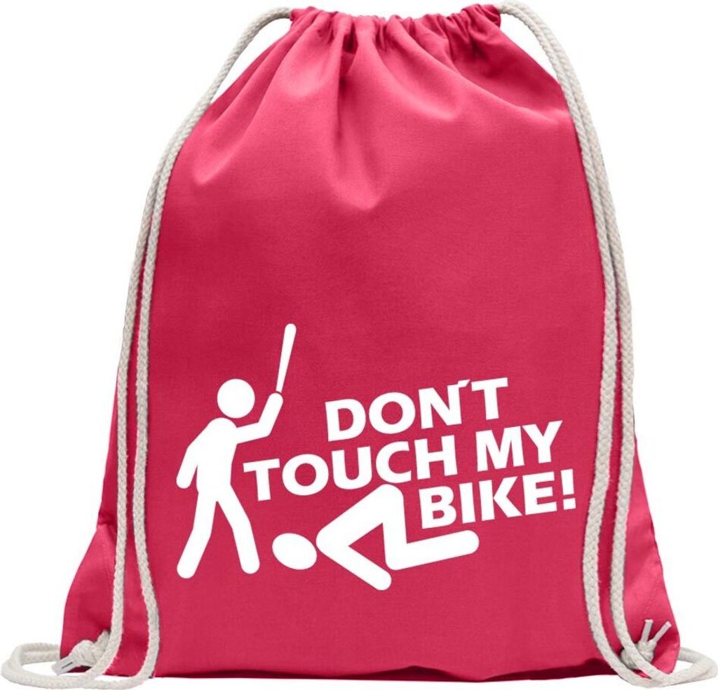 Kiwistar - Turnbeutel - pink - Dont touch my Bike! Motiv2 - Fun Rucksack Sport Beutel Gymsack Baumwolle mit Ziehgurt
