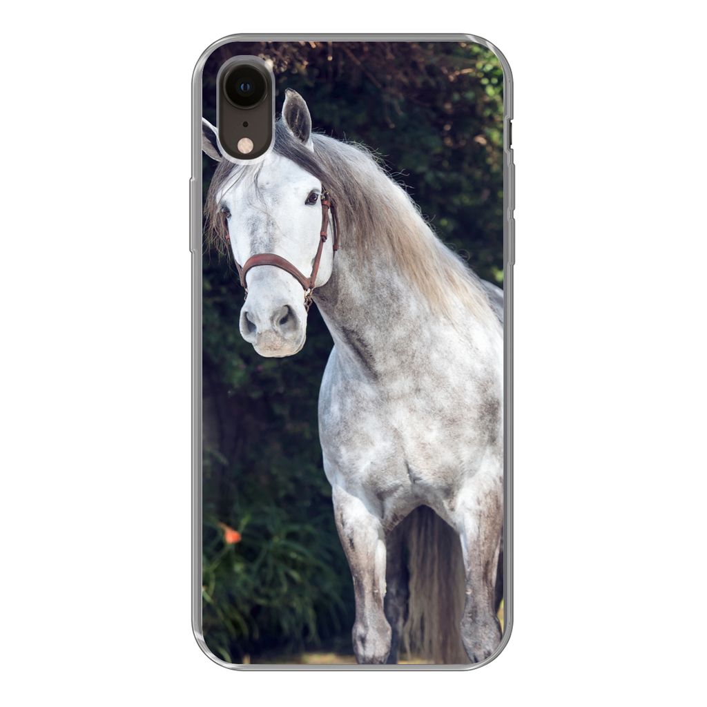 MuchoWow Handyhülle Schutzhülle Hülle für iPhone XR Pferd - Halfter - Natur Silikon Softcase Handy Hülle - Schutzdeckel