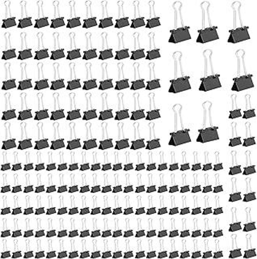 170 Stück foldback klammern in 15/19/25/32 mm – robuste binder clips – büroklammern in Klammerform – aus stabilem klammern metall – ideal...