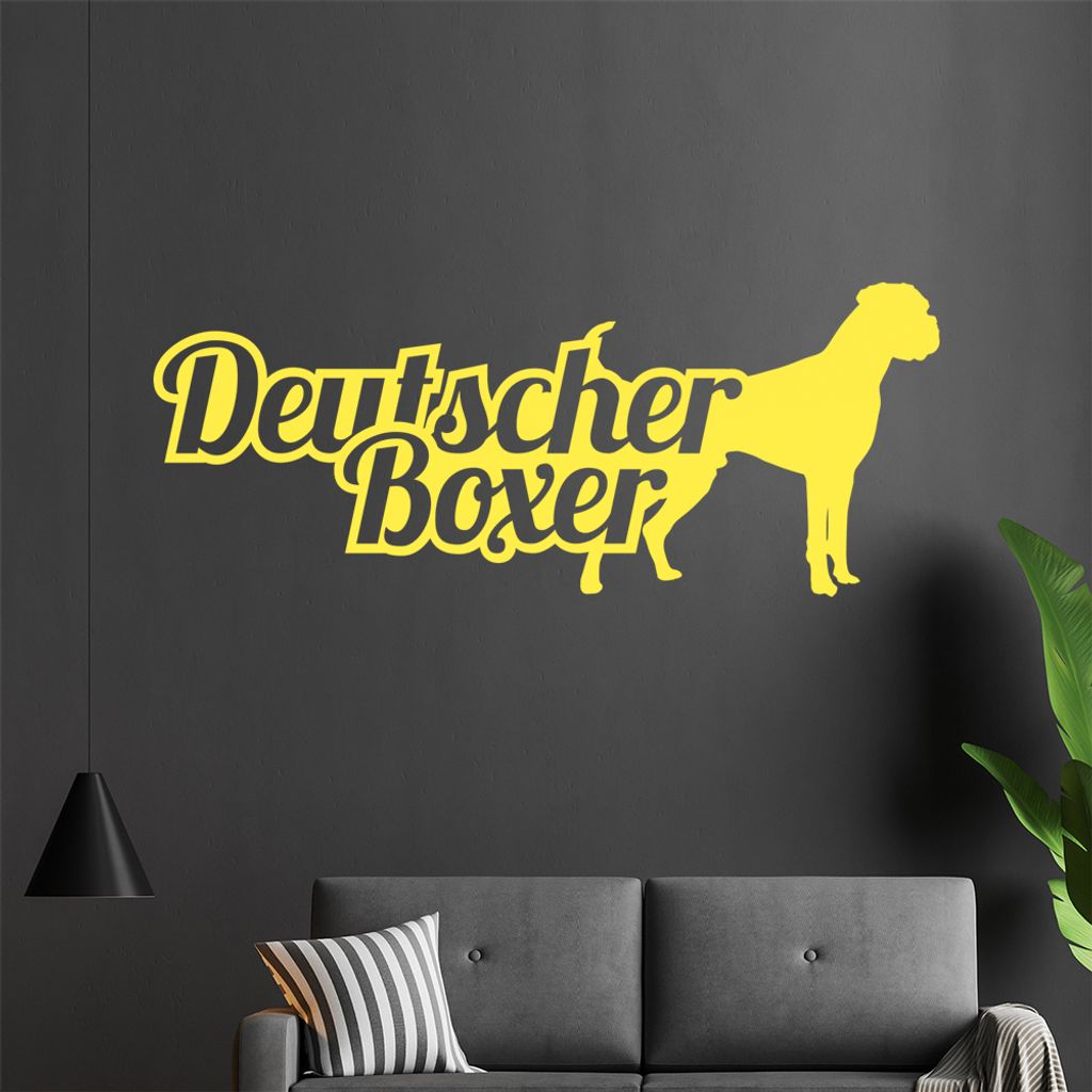 KIWISTAR Deutscher Boxer mit Name Silhouette Wandtattoo in 6 Größen - Wandaufkleber Wall Sticker - Dekoration, Küche, Wohnzimmer, Schlafzimmer, ...