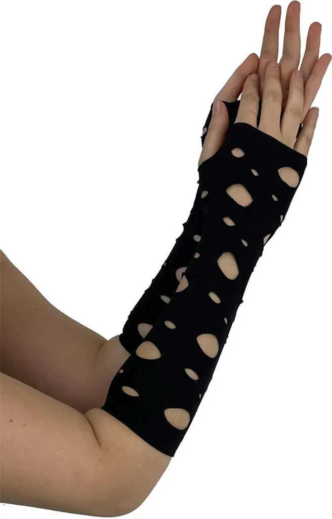 Guanti Senza Dita Pamela Mann Manica a Buchi - Accessorio Uomo Nero