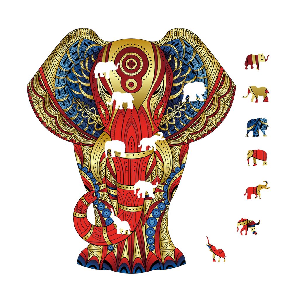 Buntes Holzpuzzle – Elefant, 120 Teile
