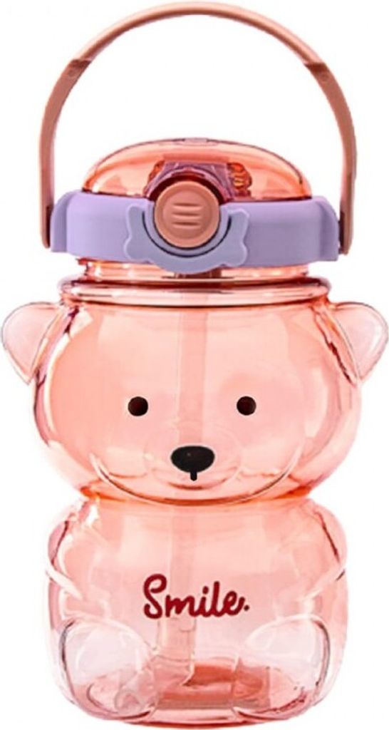 Wasserflasche mit griff rosa teddybär 1000 ml bd26