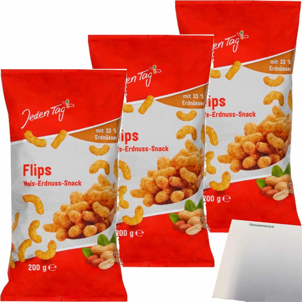Jeden Tag Erdnussflips mit 33 % Erdnüssen 3er Pack (3x200g Produktbild 