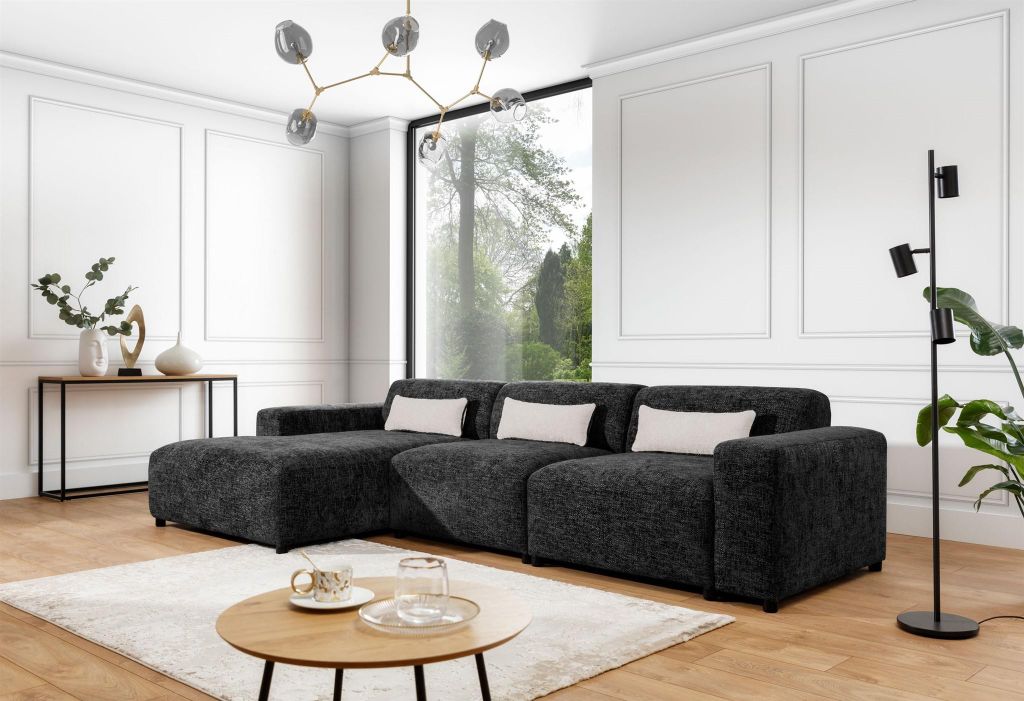 Ecksofa Designersofa ROMY MAX in Stoff Enjoy Me Schwarz Produktbild 